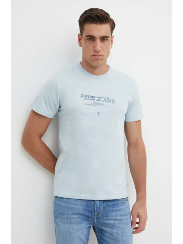 Памучна тениска Pepe Jeans CINTHOM в синьо с принт PM509369