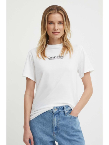 Памучна тениска Calvin Klein в бяло K20K207005