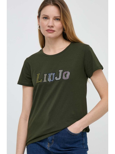 Памучна тениска Liu Jo в зелено