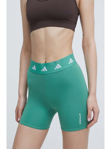 Къс панталон за трениране adidas Performance Techfit в зелено с принт с висока талия IU1853
