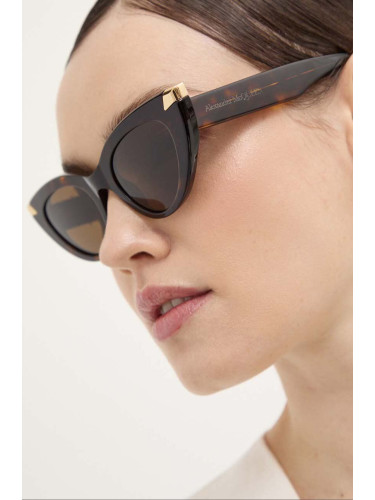 Слънчеви очила Alexander McQueen в кафяво AM0442S