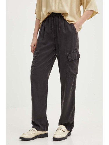 Панталон Pepe Jeans EVA в сиво с кройка тип карго, с висока талия PL211738