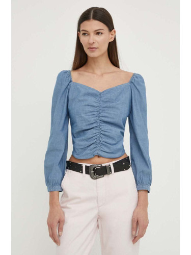 Дънкова блуза Levi's дамска в синьо с изчистен дизайн