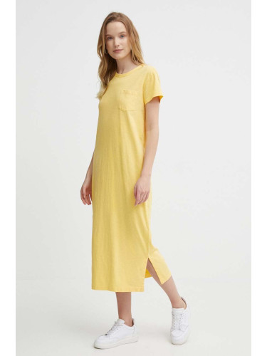 Памучна рокля Polo Ralph Lauren в жълто среднодълга със стандартна кройка 211935607