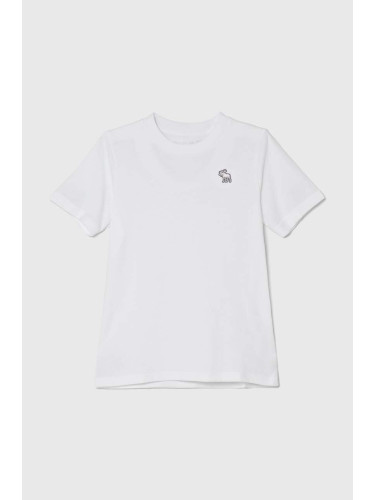 Детска тениска Abercrombie & Fitch в бяло с апликация