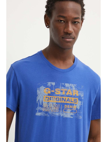 Памучна тениска G-Star Raw в синьо с принт D24682-C506