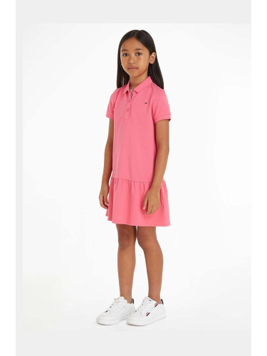 Детска рокля Tommy Hilfiger в розово къса разкроена