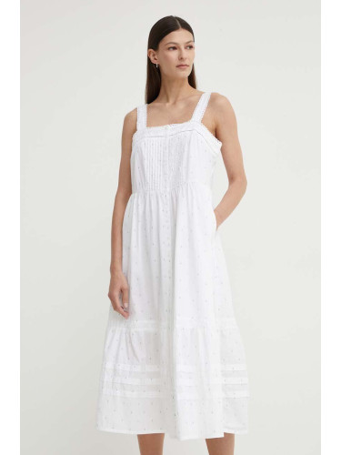 Памучна рокля Levi's в бяло дълга разкроена A8649