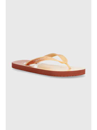 Джапанки Calvin Klein Jeans BEACH SANDAL GRADIENT в оранжево с равна подметка YW0YW01401