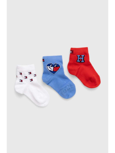Бебешки чорапи Tommy Hilfiger (3 броя) в червено