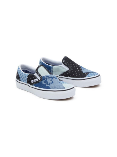 Детски ниски кецове Vans UY Classic Slip-On Patchwork в синьо