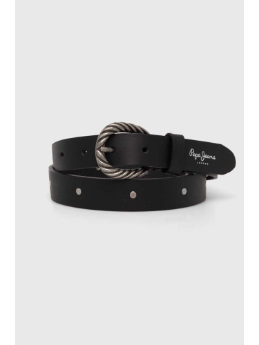 Кожен колан Pepe Jeans CHARLOTTE BELT дамски в черно