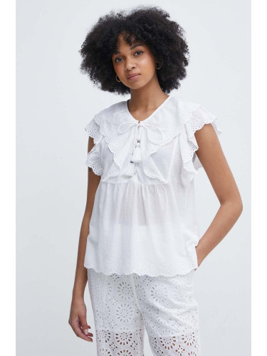 Памучна блуза Pepe Jeans DOROTEA дамска в бяло с изчистен дизайн PL304815