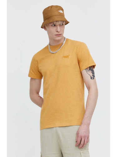 Памучна тениска Superdry в жълто с изчистен дизайн