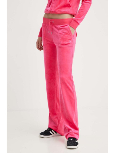 Кадифен спортен панталон Juicy Couture в розово с изчистен дизайн JCAP180EU