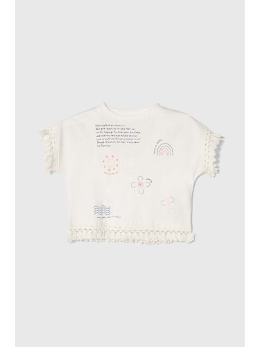Детска памучна тениска zippy в бяло с десен