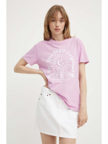 Памучна тениска Vans в лилаво