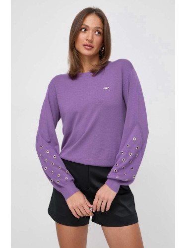 Пуловер Liu Jo дамски в лилаво от лека материя