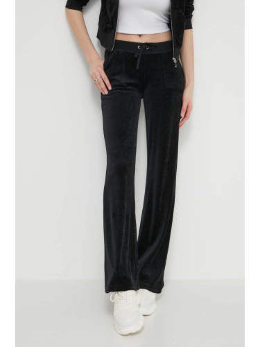 Кадифен спортен панталон Juicy Couture в черно с изчистен дизайн