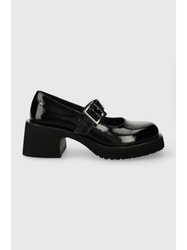 Кожени обувки с дебел ток Wojas в черно с дебел ток 3509131