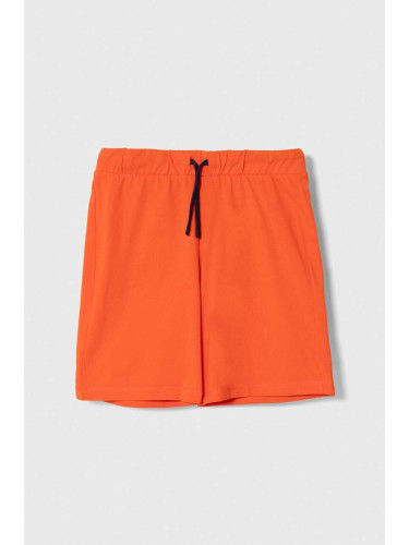 Детски памучен къс панталон United Colors of Benetton в оранжево с регулируема талия
