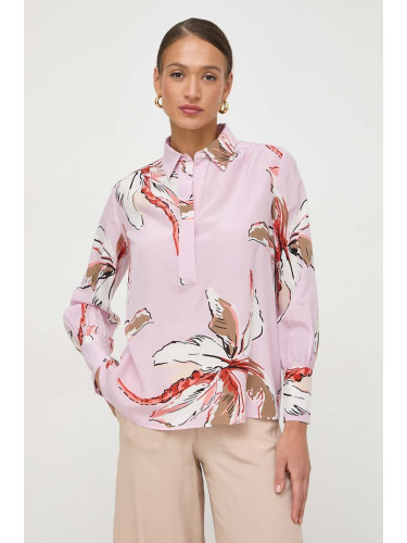 Копринена блуза Marella в розово с десен 2413111131200