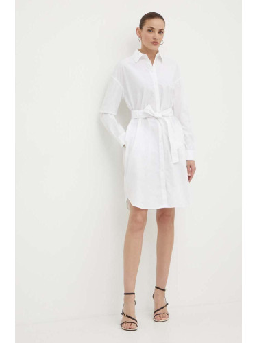Памучна рокля Armani Exchange в бяло къса с уголемена кройка 3DYA32 YN4RZ