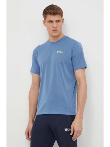 Спортна тениска Jack Wolfskin Vonnan в синьо с изчистен дизайн