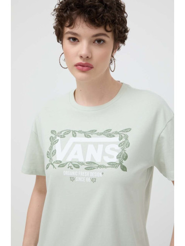 Памучна тениска Vans в зелено