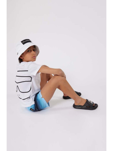 Детска памучна тениска Karl Lagerfeld в бяло с принт