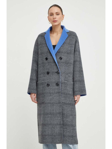 Вълнено палто с две лица MAX&Co. в сиво преходен модел с двуредно закопчаване 2416011041200