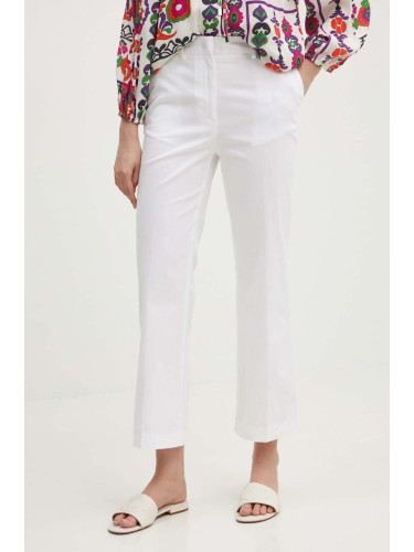 Панталон Sisley в бяло с кройка тип цигара, с висока талия