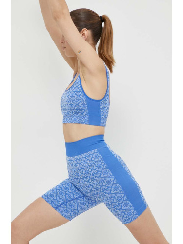 Къс панталон за йога Roxy Chill Out Heart в синьо с десен с висока талия ERJNS03501
