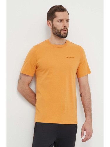Памучна тениска Peak Performance в оранжево с изчистен дизайн
