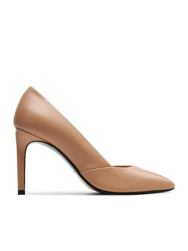 Calvin Klein Обувки на ток Heel Pump 90 Leather HW0HW01928 Бежов