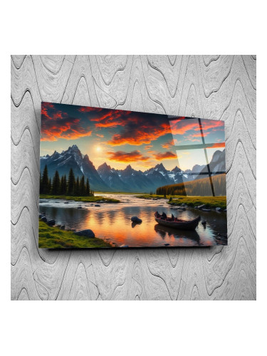 Стъклено АРТ пано - Залез в планината