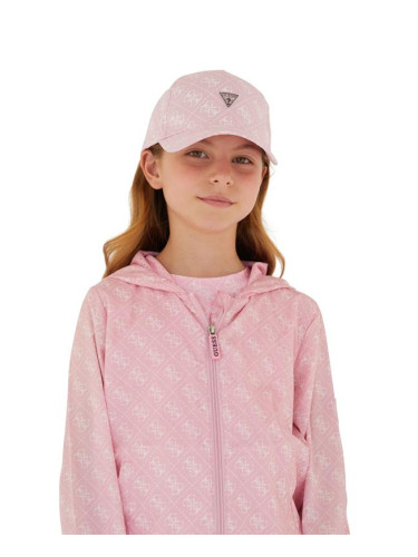 Детска шапка с лого в розов цвят Guess