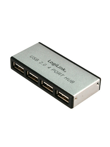 USB Хъб LogiLink UA0003, 4 порта, от USB Type-A към 4x USB 2.0 Type-A, сив