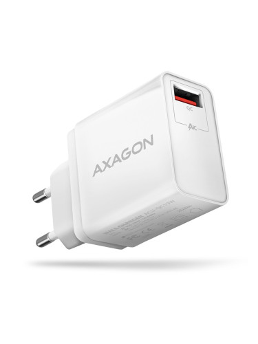 Зарядно устройство Axagon ACU-QC19W, от контакт към 1x USB-A(ж), 12V/1.6A, бяло, QC 3.0