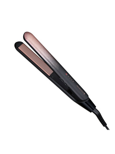 Преса за коса Remington S5305 Rose Shimmer, керамично покритие, 5 температурни настройки, Turbo Boost, заключване на рамената, черна