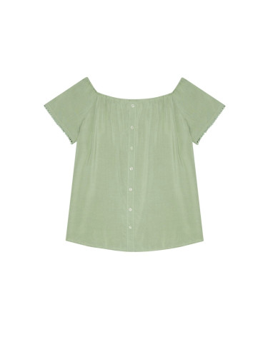 Shirt blouse with decorative sleeves - olive