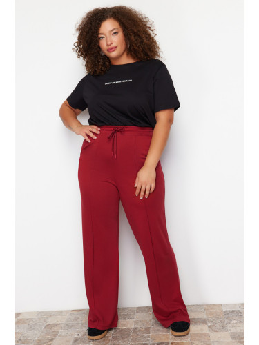 Trendyol Curve Claret Red High Waist Wide Leg Knitted Trousers