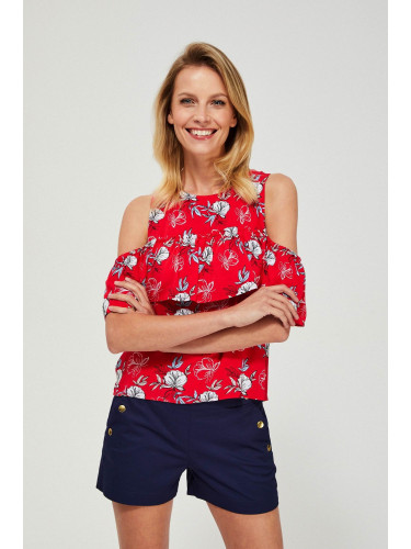Cold shirt with ruffles - red