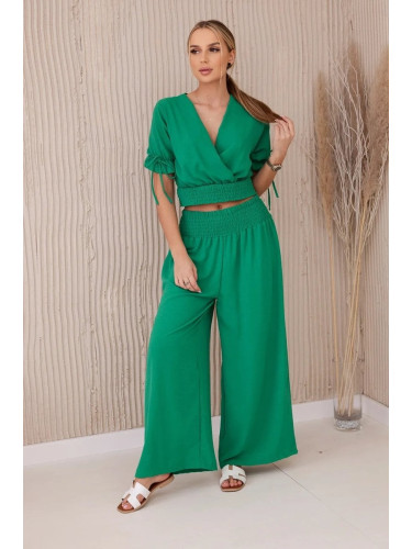 Women's set blouse + trousers - green