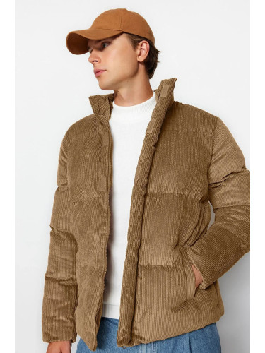 Trendyol Camel Stand Collar Corduroy Puffer Jacket