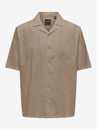 Men's Brown Patterned Shirt ONLY & SONS Ron - Men