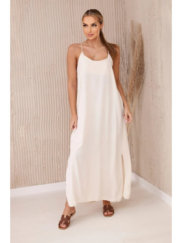 Women's dress with straps - light beige