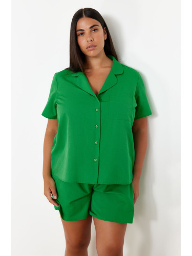 Trendyol Curve Green Shirt Collar Woven Pajama Set