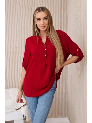 Women's blouse with a longer back - burgundy