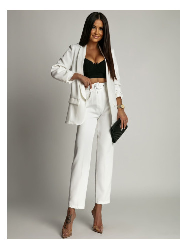 Women's elegant set jacket + trousers - white